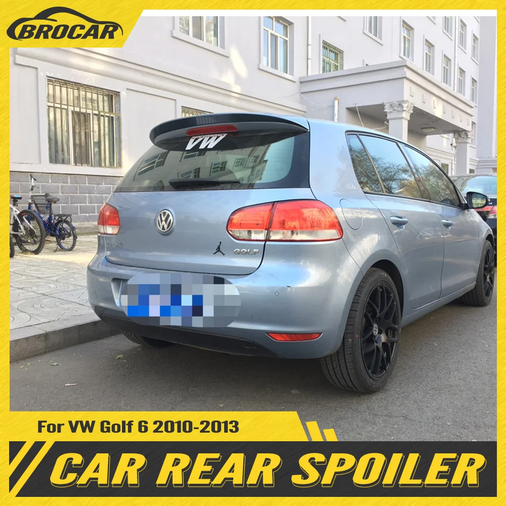 

Черный спойлер BROCAR для Volkswagen VW Golf 6, 2010 2011 2012 2013, задний спойлер из АБС-пластика для багажника, крыши, крыши, заднего спойлера, автомобильные аксессуары