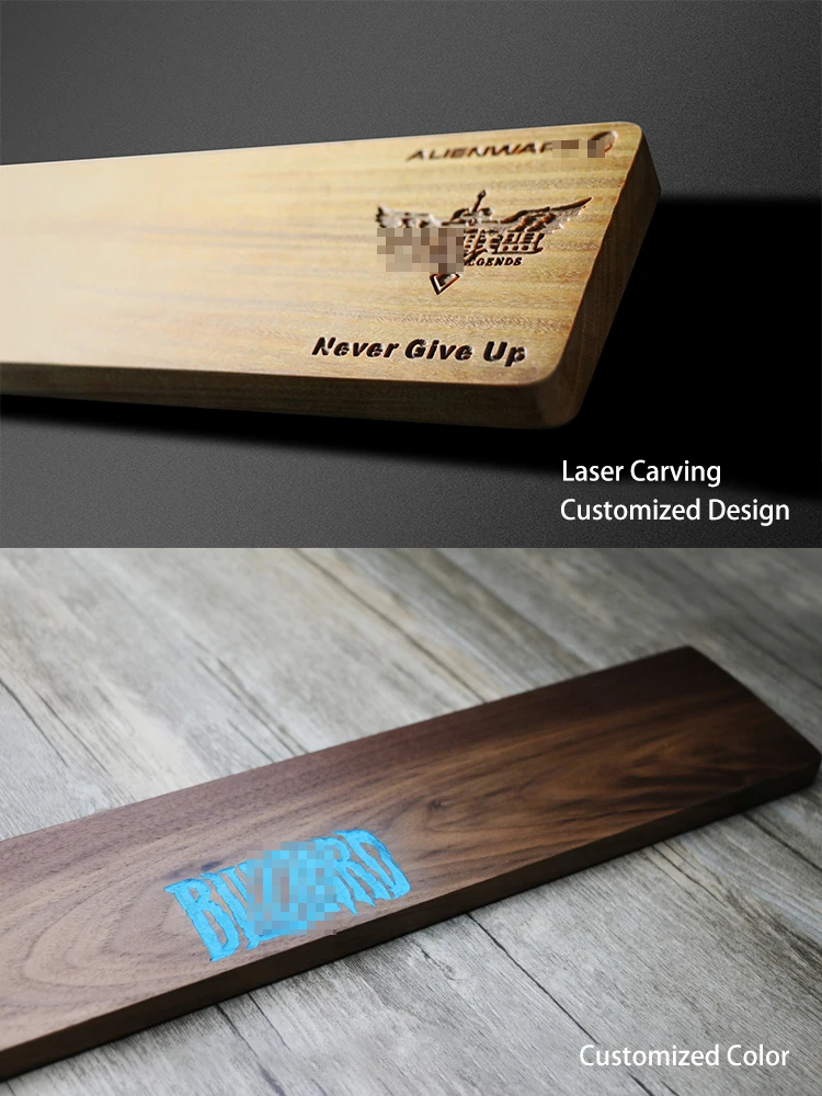 Kashcy Solid Wooden Walnut Palm Rest For Ergonomic Gaming Mechanical Keyboard Wrist Support Pad ,60 87 104 108keys