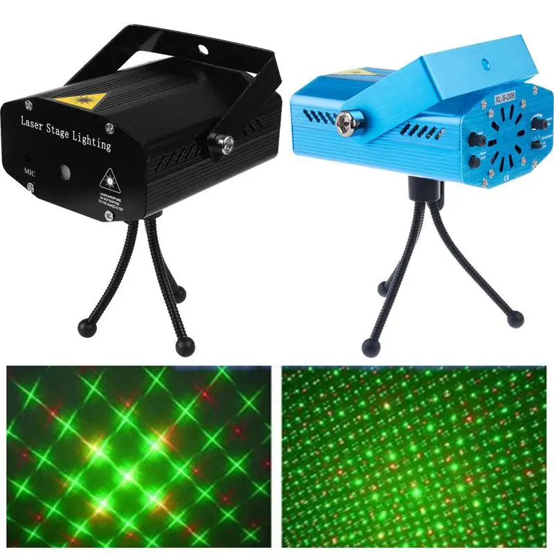 

Mini Portable Remote Red Green Meteor Shower Projector Laser Light DJ Home Xmas Party Holiday Show LED Stage Lighting