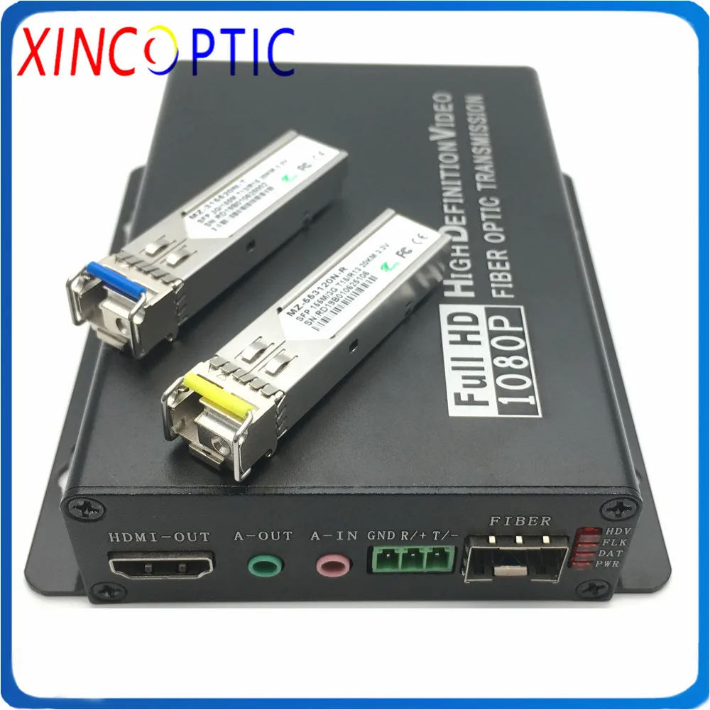 

2K Fiber Extender Transceiver Converter 1920*1200@60hz HDMI with 1ch 3.5mm BI-Directional Audio RS232 Data