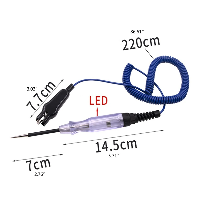 Car Test Pen Plastic 6-12-24V Car Auto Electrical Test Pen Light Lamp Circuit Tester Detector Probe Meter 50LB