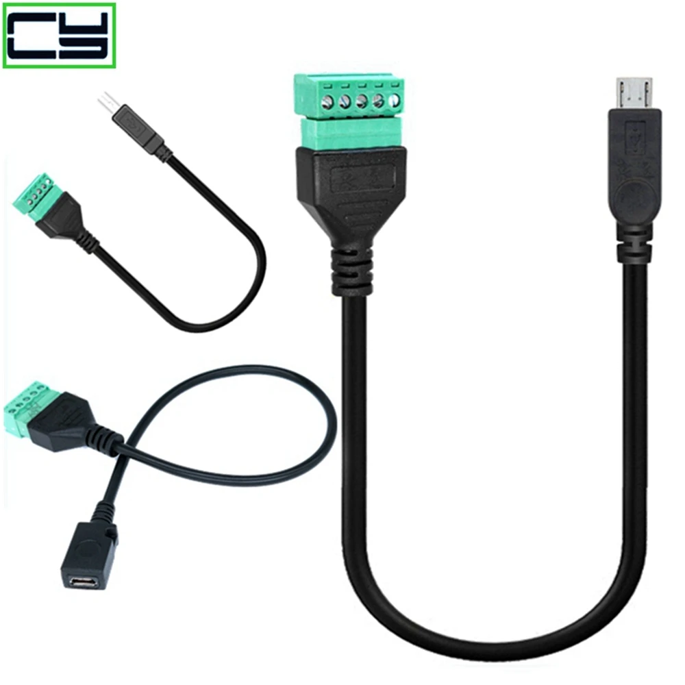 Usb 2.0 fêmea b micro usb mini usb tipo-c macho a 5 pinos parafuso fêmea conector com adaptador de tomada terminal escudo ca