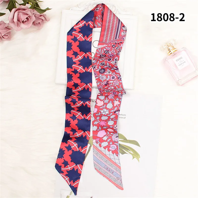 Bag Scarf New Floral Print Women Silk Scarf Skinny Bag Ribbon Female Headband Fashion Head Scarf Long Scarves & Wraps