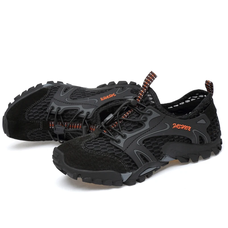 Zapatos de senderismo transpirables para hombre, zapatillas de deporte de ante y malla para exteriores, zapatos de escalada, calzado deportivo de