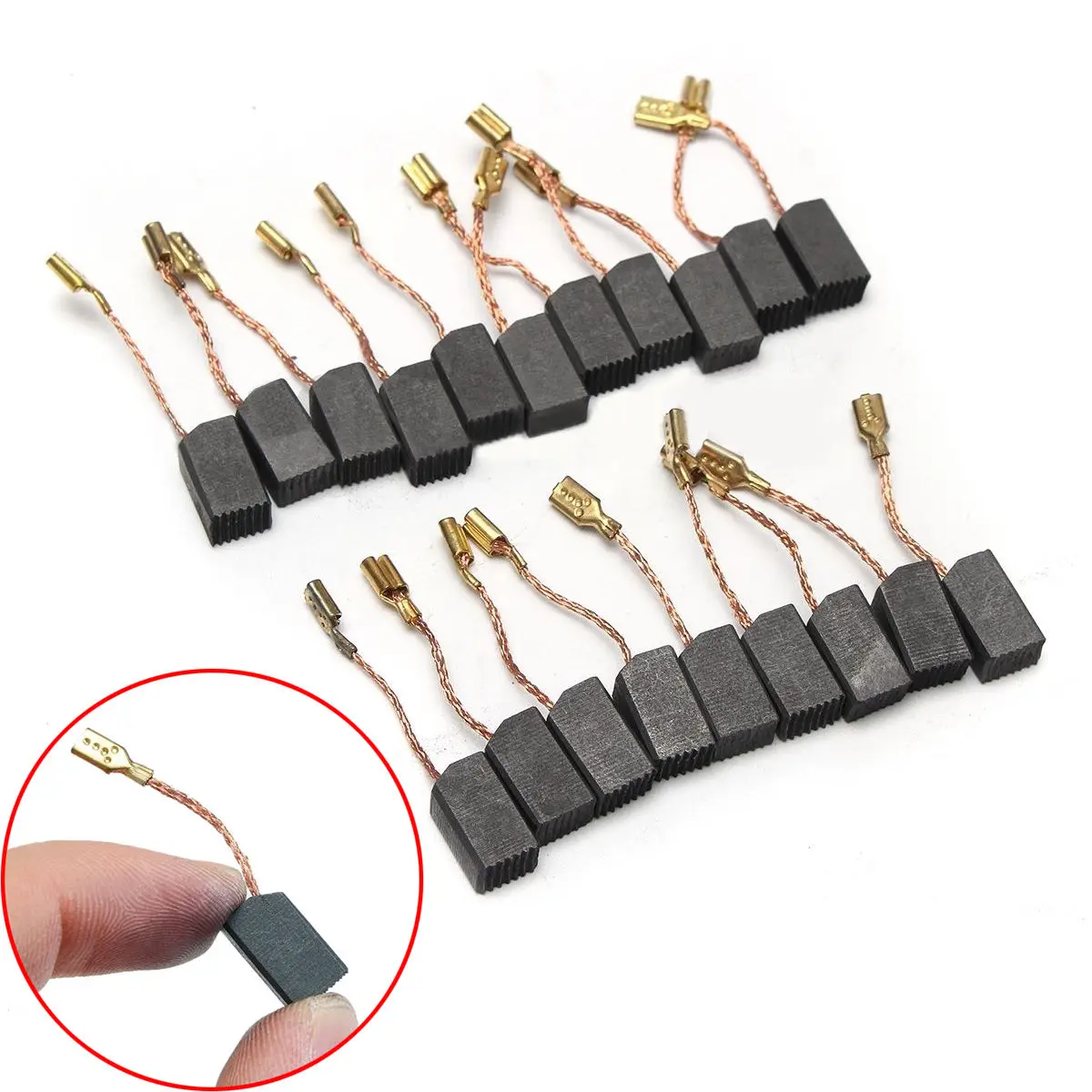 20pcs/set Graphite Motor Carbon Brushes For Electric Hammer Drill Angle Grinder Kits Fit Good Thermal Conductivity 6x8x14mm