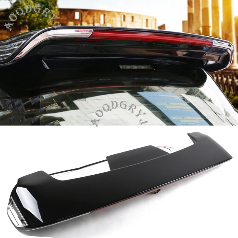 Car Styling Accessories Glossy Black Rear Roof Spoiler Wing Lip For Toyota Land Cruiser LC200 2016-2020 With LED