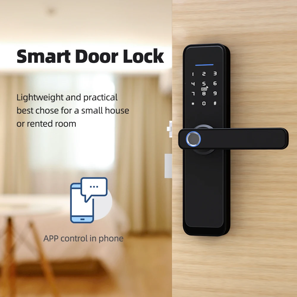 Zemismart Tuya WiFi Smart Electronic Lock Biometric Fingerprint Cylinder Intelligent Security Door Lock Encryption Keys IC Cards