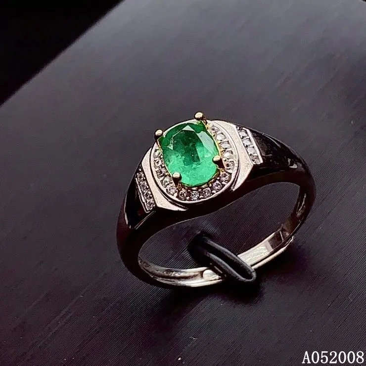 

KJJEAXCMY fine jewelry 925 sterling silver inlaid natural emerald ring new female gemstone ring elegant support test