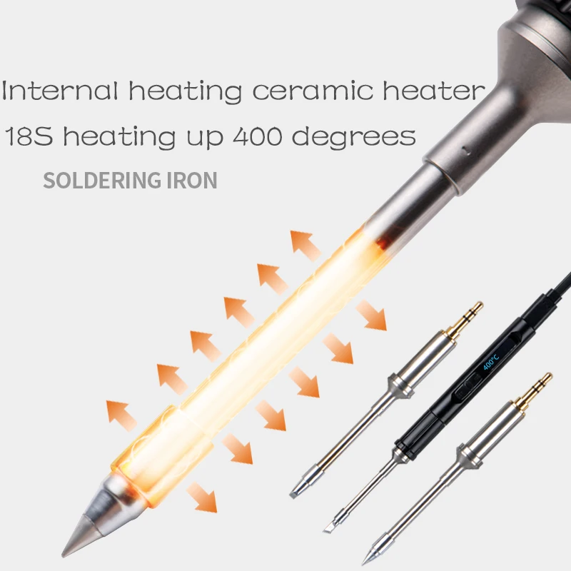 Mtc080 Portable Electric Soldering iron Wireless Solder Station Intelligent Display Temperature Control DIY Heating Element Tool
