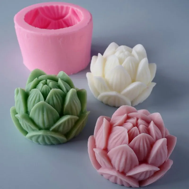 Aromatherapy Candle Silicone Mold 3D Lotus Flower Shape Soap Silicone Mould DIY Candle Form Soap Mould Cake Decoration Supplies