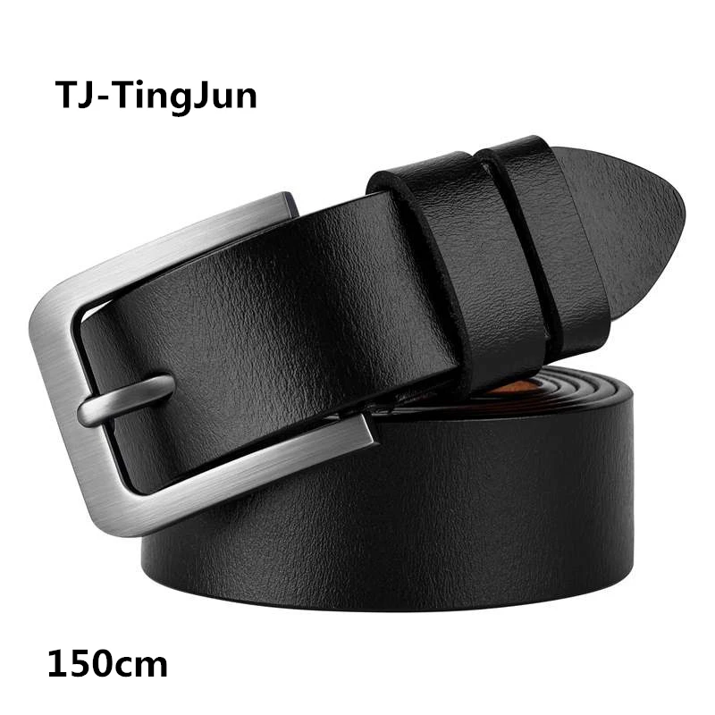 Tj-tingjun-cinturón con hebilla de cuero de vaca para hombre, cinturón de cuero de 150CM de gran tamaño, alargado, informal, súper largo Retro, C401