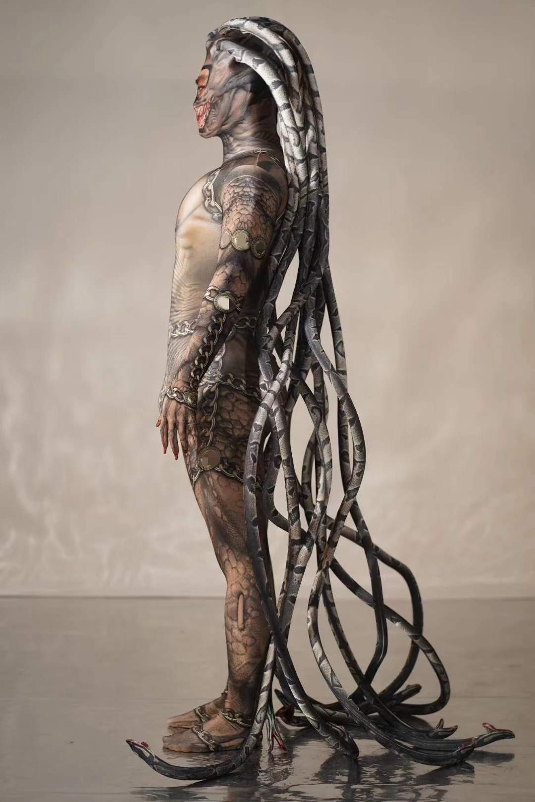 Halloween Celebration Party Horror Medusa Cosplay Costumes Men Women Long Tentacles Snake Role Playing Jumpsuits Stage Outfits