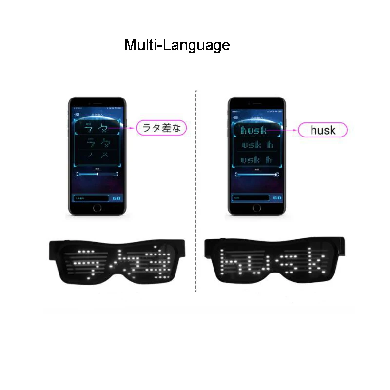 Magic Bluetooth Led Party Glasses APP Control Luminous Glasses USB Charge DIY Edit Multi-lingual Quick Flash Led