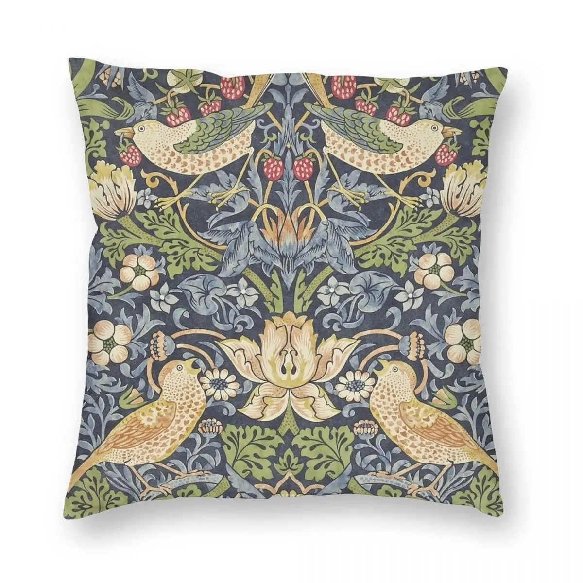 William Morris Strawberry Thief Original Square Pillowcase Polyester Linen Velvet Printed Zip Decorative Pillow Case Home