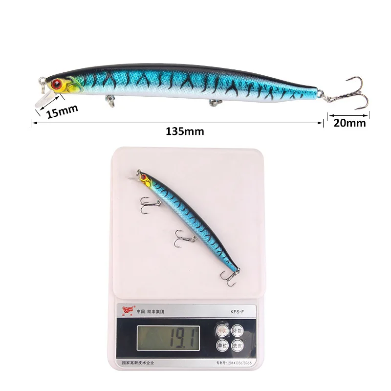 Minnow Bait Fishing Lure Weights 19.1g/13.5cm Mino 0.5-1.5m Floating Trolling Lure Isca Artificial Wobbler Articulos De Pesca