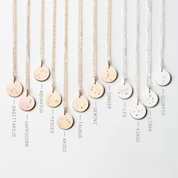 Constellations Wrap Layered Chain Necklace Disc Zodiac Necklace Gift For Women 15MM, 18inch
