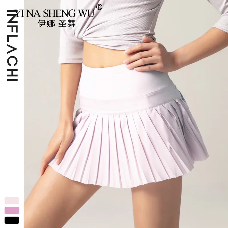 New Women Sports Yoga Shorts Pleated Dress Tennis Skirt Women Light Quick-Drying Breathable Badminton Hakama Yoga Fitness Gym