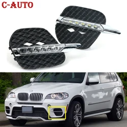 Car For BMW X5 E70 2011 2012 2013 Daylight DRL LED Daytime Running Light Fog Head Lamp Cover Driving Light Left Right White