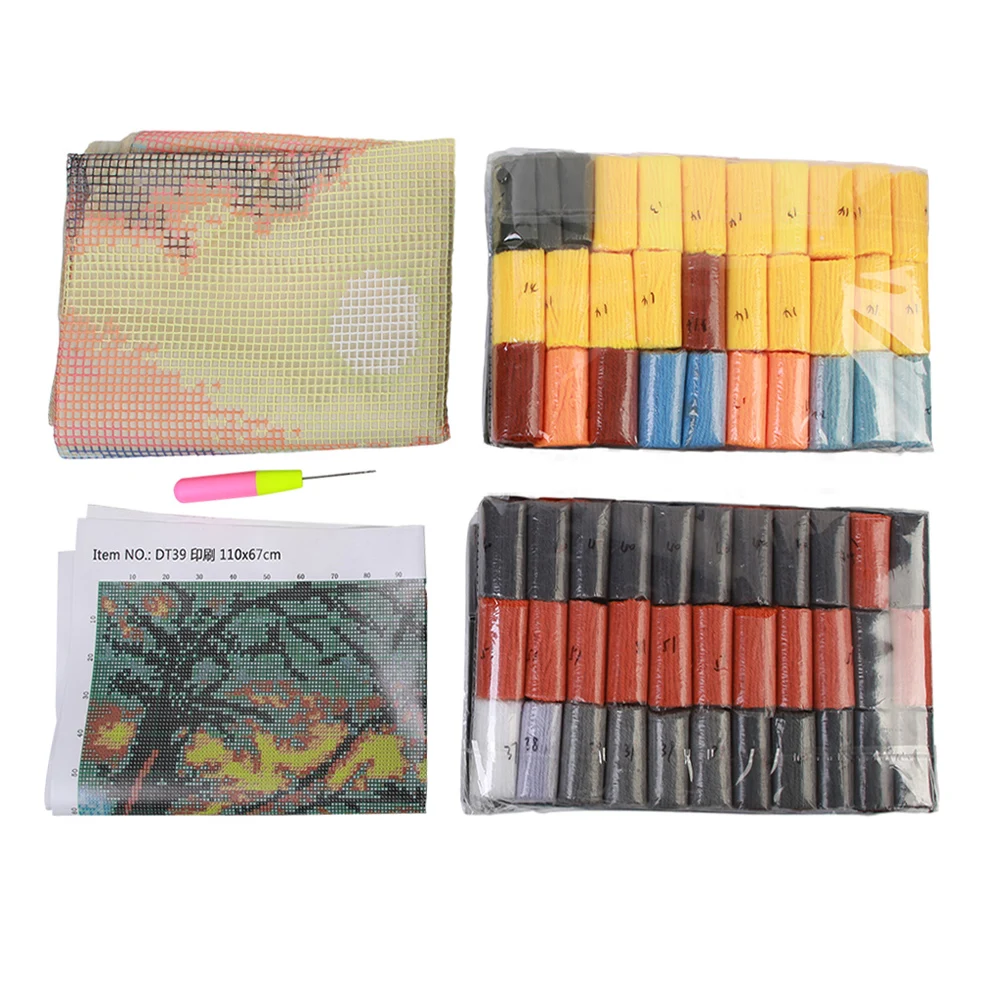 Carpet embroidery Latch hook kit Crochet strings rugs Flower with Pre-Printed Pattern Tapestry kit Crafts for adults diy bag