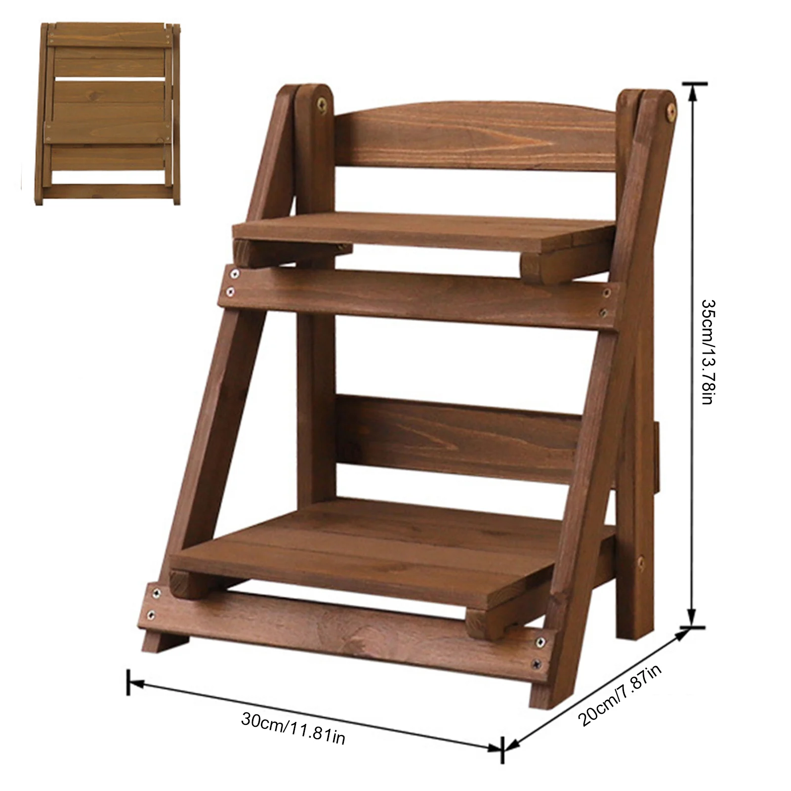 Drewniane stojak na rośliny 2 poziomy stojak na doniczki sadzarka patera balkon dekoracje ogrodowe kryty sukulenty wyświetlacz 35x30x20cm