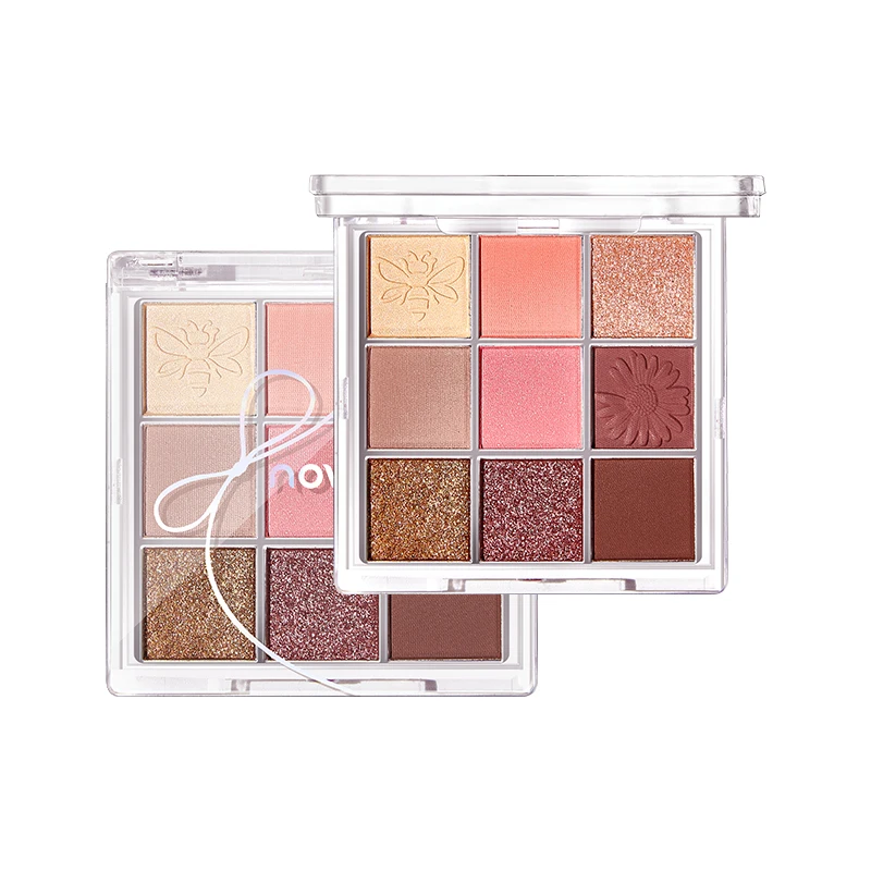 Flower Art Mousse 9 Colors Eyeshadow Palette Matte Shimmer Glitter Eyes Makeup Waterproof Pigmented Lasting Silky Touch Cosmetic