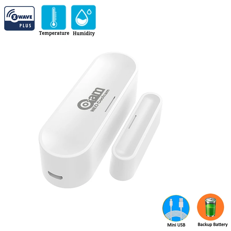Coolcam Z Wave Plus Door Window Sensor Compatible With 700 Series With Temperature And Humidity USB Charge Battery Operated EU