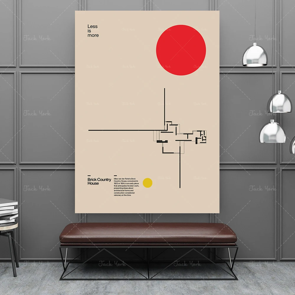 بوستر بريك كونتري هاوس ، لودفيج ميس فان دير روه ، تصميم حديث للفن الجداري