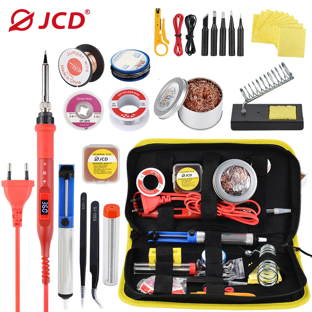 Jcd-電気溶接ガンキット,温度調節可能,スイッチ付き80W,LCDデジタルマルチメーター,溶接修理ツール908u