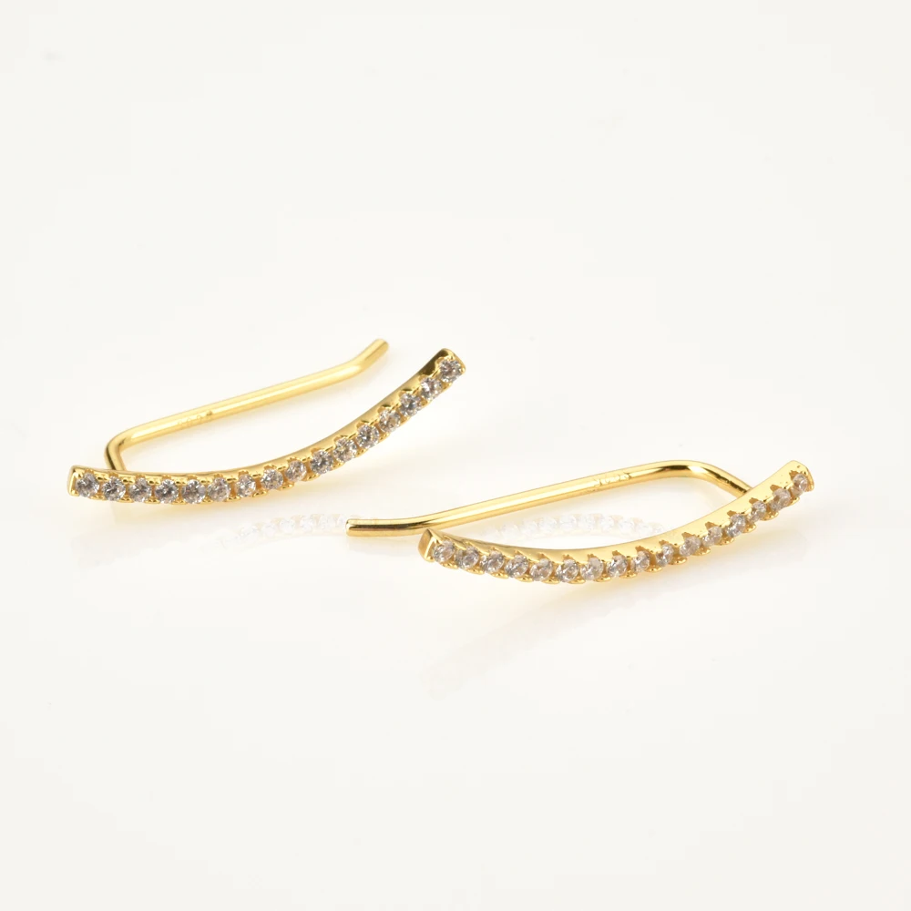 Kikichicc 925 Sterling Silver Gold 22mm Climber Women Fashion Rock Punk Earring Piercing Long Fashion Crystal Jewelry Wedding — zdjęcie 4