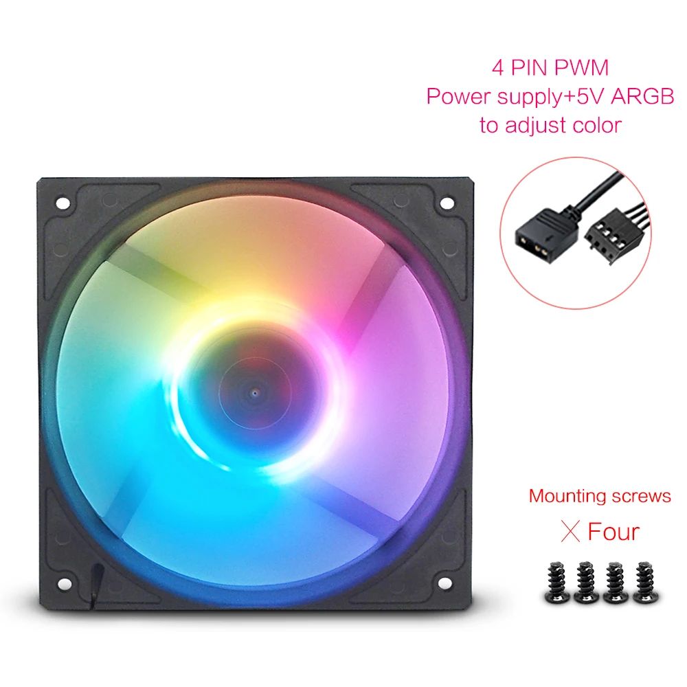 FANNER B120 5V ARGB Fan Colorful Silent LED  Computer Case CPU Cooling 12CM 4PIN PWM PC Computer Water Cooled Radiator Fan