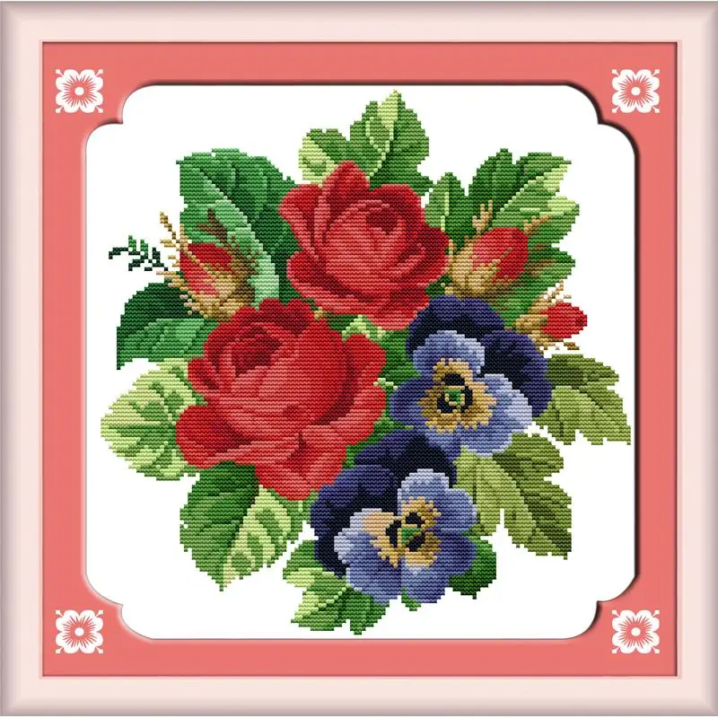 Rose lily flower pattern count cross stitch 11CT 14CT cross stitch set DIY embroidery needlework set fine gifts home decoration