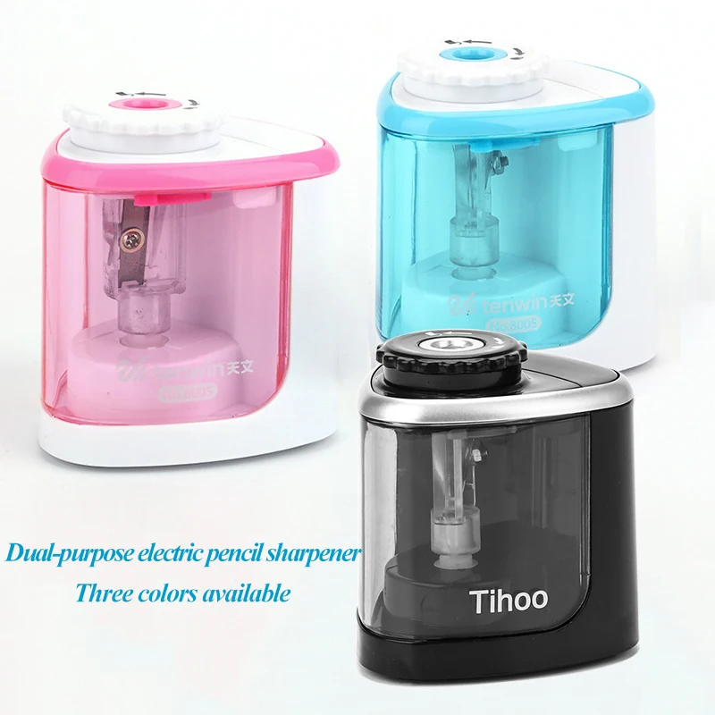 Tihoo Electric/Manual 2 in 1 Pencil Sharpener Portable Safe Automatic Pencil Sharpener Office School Supplies Stationery Tenwin