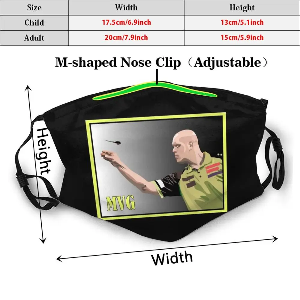 Darts - Michael Van Gerwen Adult Kids Anti Dust Filter Diy Mask Darts Bdo Pdc Uk Britain Sports Dutch Carlstad Dutch Sports