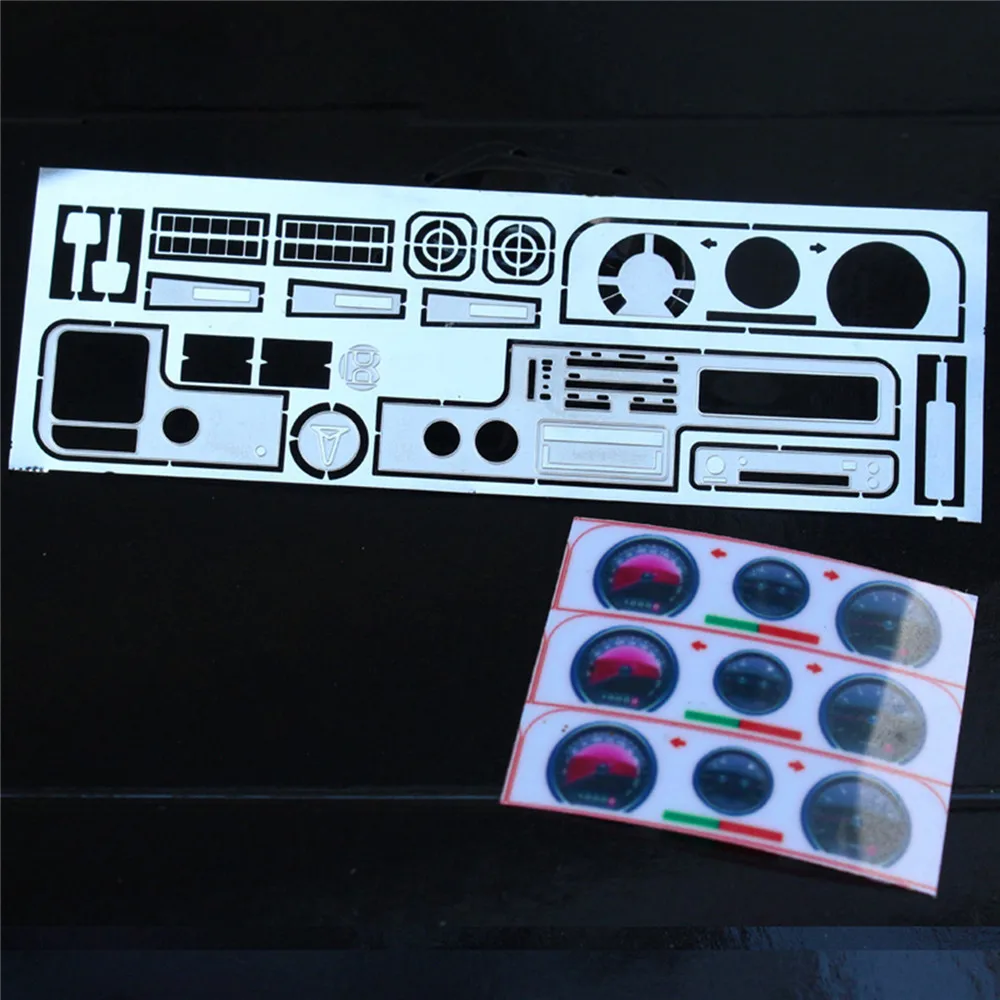 Cab Interior Dash Board Plate with Stickers Decoration Patch for 1/10 Tamiya Hilus TF2 RC Car Accessories