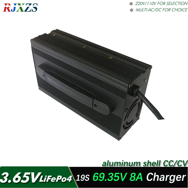 69.35V 8A charger for 19S LiFePO4  battery pack  60V battery smart charger with fan  3.65V*19=69.35V  support CC CV mode