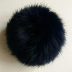 Pompons en fourrure naturelle, 10cm, pour chapeau tricoté, écharpe, vraie fourrure de raton laveur, renard gris, à faire soi-même