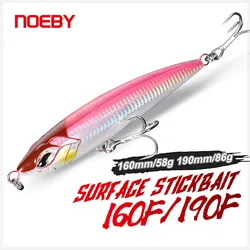 NOEBY Topwater Stickbait Pencil Fishing Lure 160mm 58g 190mm 86g Floating Wobbler Artificial Hard Bait for GT Sea Fishing Lures