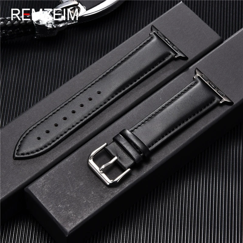 Lässiges Kalbslederarmband für Apple Watch Ultra 9 8 7 6 5 4 3 SE Ersatzarmband 38/40/41 mm 42/44/45/49 mm für iwatch – Detail 4