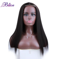 Blice Straight Synthetic Closure Wig Full Machine Made Mixed Middle Part Women Wigs 18 Inch Medium Length Hair extensions