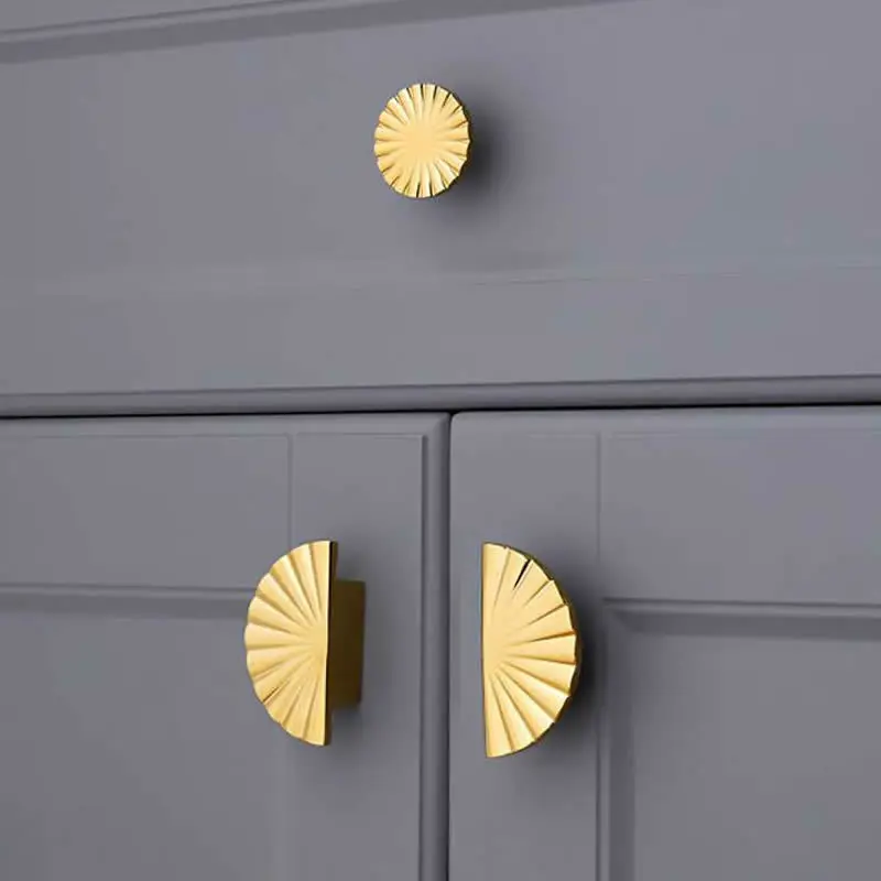 Sunflower Copper Handle Nordic Light Luxury Cabinet TV Cabinet Handle Modern Simple Golden Wardrobe Door Creative Handle