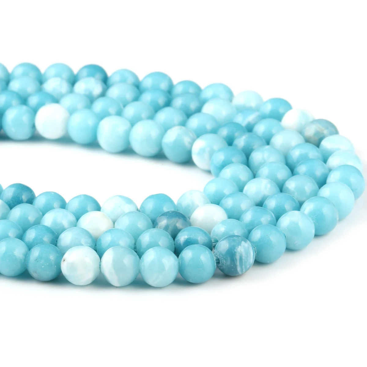 Wholesale Natural Larimar Gem Stones Round Loose Beads Ocean Sea Stone Beads for Women Jewelry Making DIY Bracelet Necklace 14''