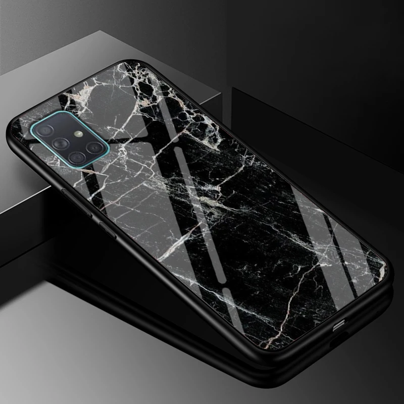 Tempered Glass Case for Samsung A71 A51 S10e S20 S10 Ultra Plus Cover A70 A50 A40 A20S A10 S9 S8 Plus S7 Edge Lite Hard Case