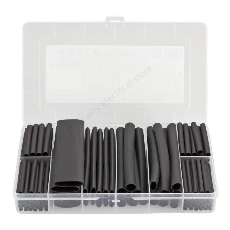 142Pcs Black Heat Shrink Tubing Wrap Cable Sleeve Shrinkable Tube Shrink Tube Sleeves