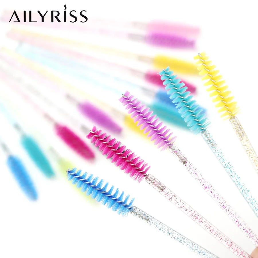 50pcs Crystal Disposable Eyelash Brush Applicator Wands Curler Mascara Eyebrow Makeup Tools Spoolers Comb Wands Spoolies Brushes