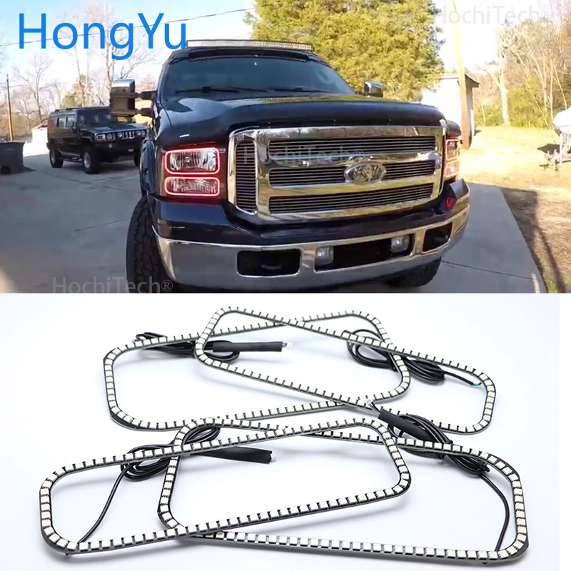 Car Auto  Rings Cotton Lights LED Angel Eyes RGB Car Styling For Ford F-250 2005 2006 2007 RGB LED Angel Eyes  Ring kit