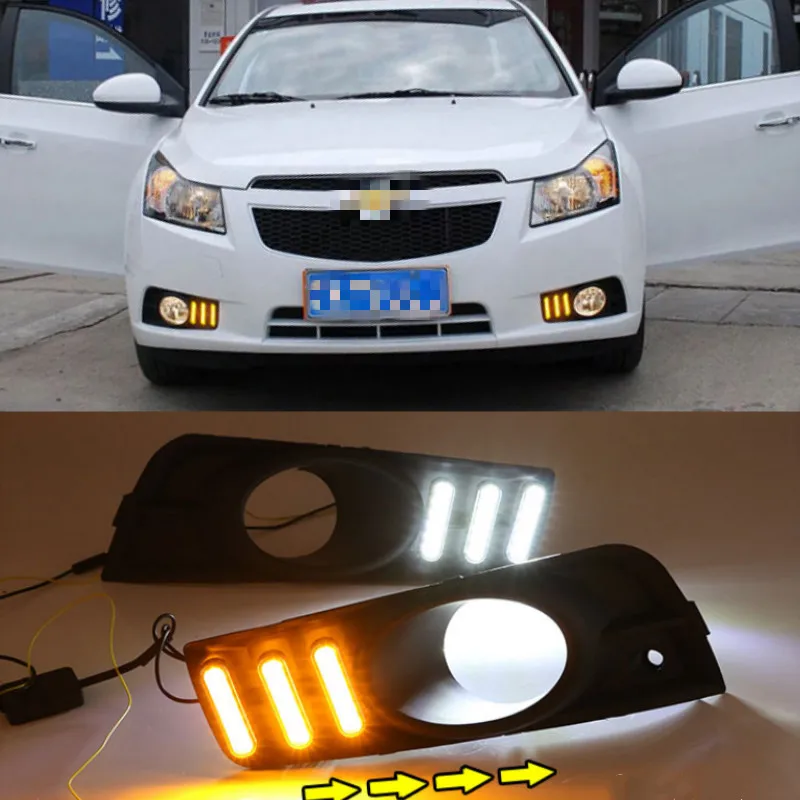 2PCS LED for chevrolet cruze 2009 2010 2011 2012 2013 2014 DRL Daytime Running Light Daylight with turn signal lamp