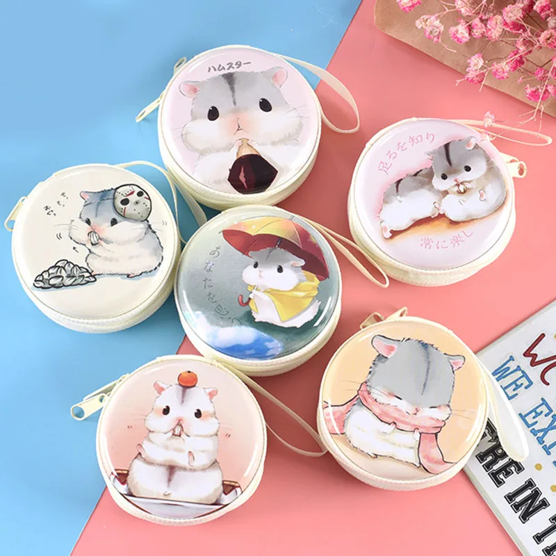 Mini Tinplate Coin Purse for Kids Hamster Cartoon, Animais Carteira, Fone de ouvido, Meninas Bolsas, Presente de casamento feminino, Presente de Natal