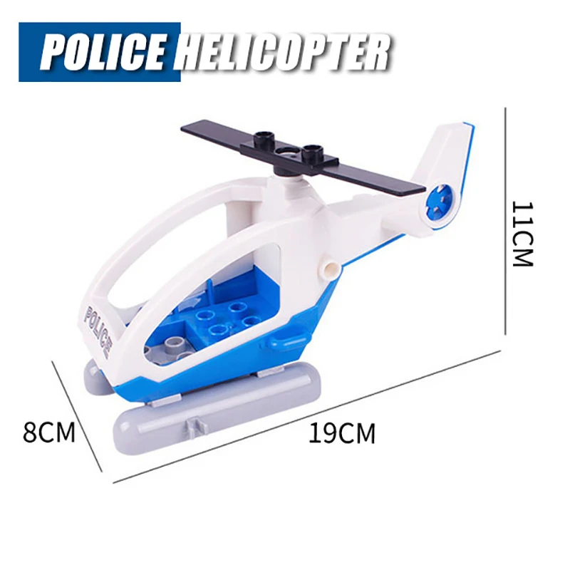 Big Size Police Station Building Blocks Police Helicopter Educational Big Size Toy Model Block Set Toys For Children Kids xmas