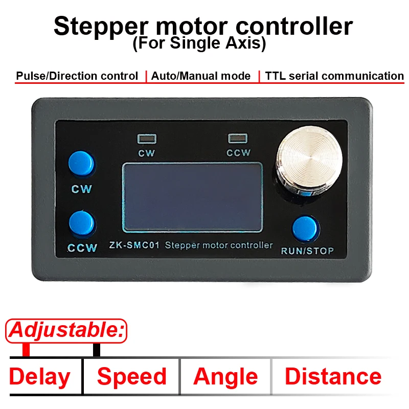 Nema 17/22 DC Stepper Motor Controller Adjustable Speed Angle Delay Distance CW CCW Module Regulator PLC Serial Communication