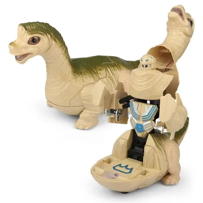 Brinquedo interativo eletrônico do robô do dinossauro deformação automática modelo animal dos desenhos animados com música luz cedo brinquedos educativos